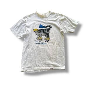 Vintage White Crazy Shirts Tricathlon Single Stitch B Kliban Cat Tee
